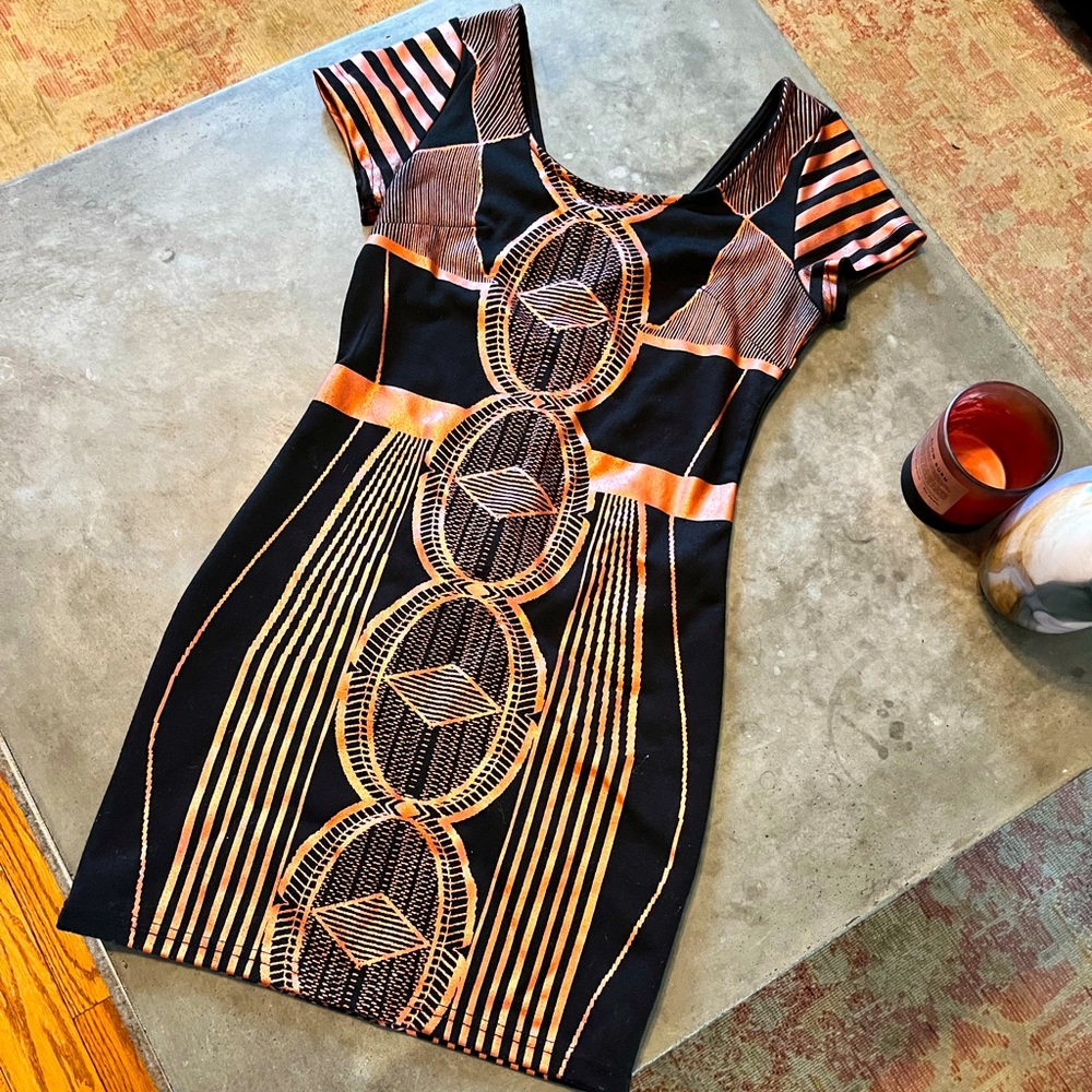 Oxford Circus Vintage Bronze and Black Bodycon Dress